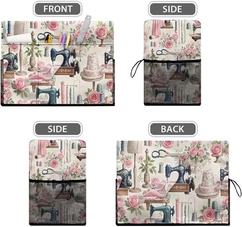 Elegant Sewing Element Sewing Machine Cover,Protective Cover with Side Handle and Sewing Essentials Pockets,Dust & Pet Hair Protection,Fits Standard Singer & Brother Machine in Kuwait