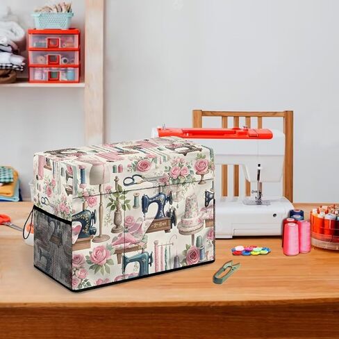 Elegant Sewing Element Sewing Machine Cover,Protective Cover with Side Handle and Sewing Essentials Pockets,Dust & Pet Hair Protection,Fits Standard Singer & Brother Machine in Kuwait