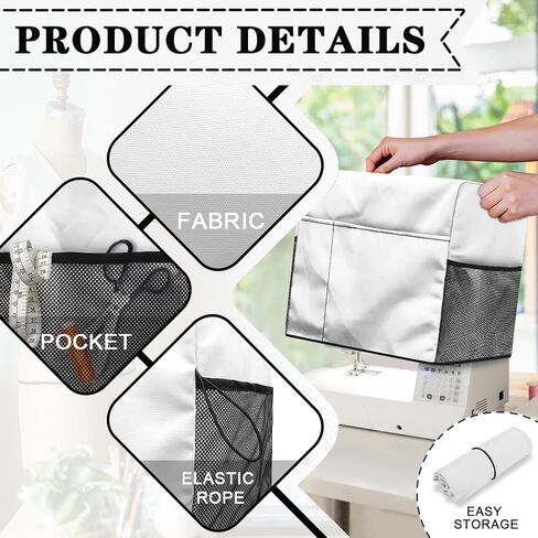 Elegant Sewing Element Sewing Machine Cover,Protective Cover with Side Handle and Sewing Essentials Pockets,Dust & Pet Hair Protection,Fits Standard Singer & Brother Machine in Kuwait