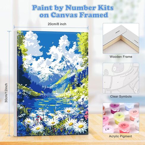 MOGTAA Starry Night Paint by Number Kit for Adults Beginners Framed, Adult Paint by Number Kits On Canvas, Easy Adults' Paint-by-Number Kits, DIY Abstract Oil Painting Kits for Home Decor, 8x12in in Saudi Arabia