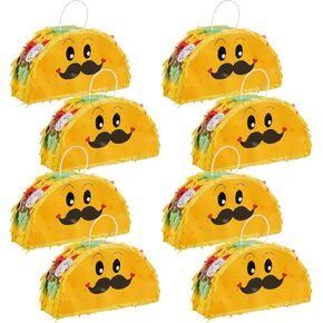 8 Pack Mini Pinata Mexico Taco Piñatas لـ Cinco de Mayo Party Fiestas Piñatas عيد ميلاد الاحتفال بزخرفة الحفلات Taco Tuesday ، 6 × 2 × 3.5 بوصة