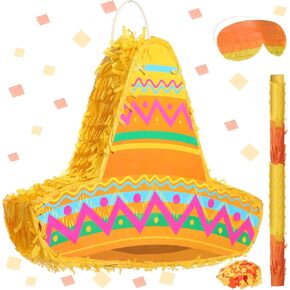 حفلة مكسيكية تحت عنوان Pinata مع عصا العصا عصا حلويات المكسيكي سومبررو قبعة Cinco de Mayo Pinata ل Cinco de Mayo Fiesta Carnival Party ، 16 × 11 × 3 بوصة