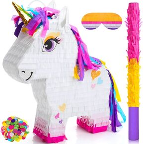 حزمة يونيكورن بيناتاس مع عصا وعصابة وعصابة وحيوانات ، piñatas لعيد ميلاد الحفلات زخارف الحفلات الحفلات للاحتفال بحفلات الاحتفال بالاحتفال بالاحتفال
