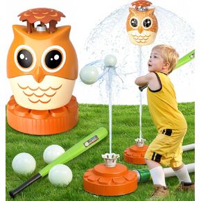 2 في 1 لعبة بيسبول برش برشات مائية للأطفال ، لعبة Toddler Sprinkler Owl Launcher Outdoor Water Toys Ascent Spin ، لعبة Spinning Sprinkler Toy Ball ، لعبة Summer Garden Toys Backyard Pool Party Game