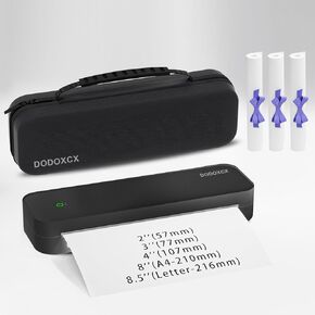 Portable Printer with Case and 3 Rolls of Paper, Portable Printers Wireless for Travel, Thermal-Bluetooth-Inkless-Small-Printer Support 8.5" X 11" US Letter&Legal,A4&,A5,Compatible with Android,iOS