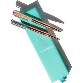 Conscious Items - Endless Possibilities Pyrite and Apatite Crystal Pen Set - Fancy Pens for Women and Men - Unique Pens for Girls