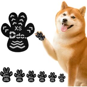 Anti-Slip Dog Paw Protector Pads, Dog Paw Stickers 12 Sets(48 Pcs) Black, for Pets Senior Dogs with Traction on Hardwood Floor, Non-Slip Dog Grips Dog Shoes Boots Socks Replace【XS】