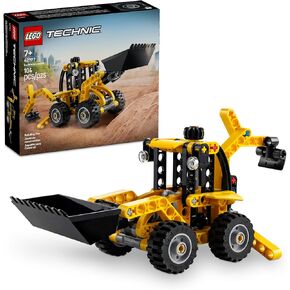 لعبة Lego Technic Backhoe Loader Construction - لعبة بناء مجموعة للأولاد والبنات ، الذين تتراوح أعمارهم بين 7+ - فكرة هدية تعليمية لأطفال عيد ميلاد مع Digger ، مغرفة ، و Outriggers - 42197