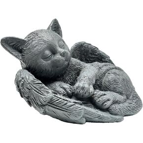 يحتفل Small Cat Memorial Stone باحتفال طفلنا المفقود بالفراء ، وتمثال ملاك نائم سلمي للحديقة ، وعلامات القبور الداخلية ، وعلامات القبور ، وفقدان هدية التعاطف مع القطط (رمادي)