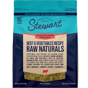 Stewart Raw Naturals Freeze Dried Dog Food, Beef & Vegetables Recipe, 8 Ounce Bag, Complete and Balanced Nutrition