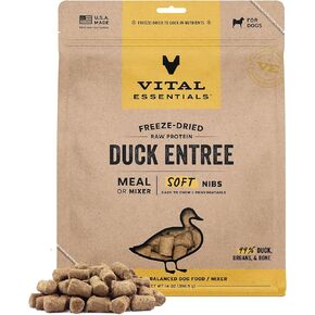 Vital Essentials Freeze Dried Raw Duck Entree & Mixer Dog Food Soft Nibs, 14 oz