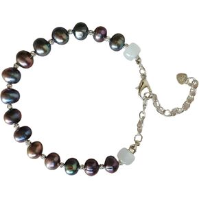 Tahitian Black Pearl Bracelet, 15 Baroque Pearls 9-10mm, 925 Sterling Silver Clasp, Good Jewelry For Ladies, Anniversary Gift Or Daughter Birthday Gift