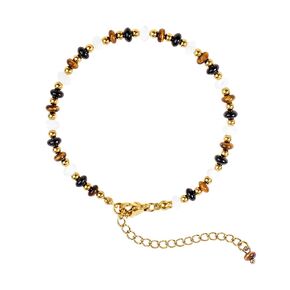 سوار Natural Tiger’s Eye & Black Agate Boho مع والدة Pearl - مجوهرات النساء المصنوعة يدويًا مصنوعة من الذهب 14K ، Healing Energy Gemstone Gift (يشمل صندوق هدايا)