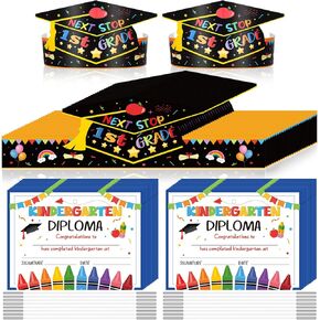 Karenhi 72 PCS Paper Supplies - شهادات دبلوم رياض الأطفال ، تيجان التخرج والقبعات ، تفضلات الفصل الدراسي للأطفال