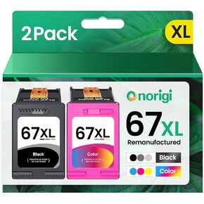 Remanufactured Ink Cartridge Replacement for HP Ink 67 HP 67XL Ink Cartridges use with 2700 2700e 2752 2752e 2742e 2755e 4100 4100e 4152e 4155e 6000 6055e 6055 6400 6458 (1 Black,1 Color)