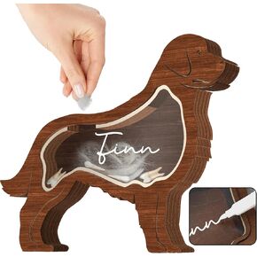 Cat Hair Keepsake Box Wooden Pet Fur Gift for Pet Lover Unique Gift Cat Long Hair Shape Standable Tabletop Decor Cat Memorial Gift for Pet Parents Family Friends Storing Hair Teeth Ashes PS16-LHM