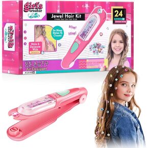 Hair Gem Stamper Kit, Styling Tool with Reusable Bling Hair Jewels, Toys for Girls.