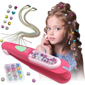 طقم Hair Gem Stamper - مجوهرات الشعر بلينغ للفتيات ، أداة تصفيف الشعر مع الماس اللامع القابل لإعادة الاستخدام وسلاسل شرابة الملونة ، هدية مثالية للعطلات وهدية عيد ميلاد للبنات