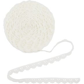 White Lace Ribbon, 1/2" x 10 Yards Crochet Lace for Sewing, Vintage Scalloped Edge Trim Laces Fabric for Craft, Gift Wrapping, DIY Sewing Making, Bridal Wedding Decoration, Scrapbooking Supplies