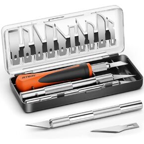 16 Pcs Exacto Knife Set, 3 Craft Knife and 13 SK5 Steel Blades, Precision Hobby Knife for Carving, Modeling, DIY, Scrapbooking, and Art Projects