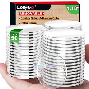 Extra Large 1.18" Mounting Putty for Walls No Damage, Clear Removable Gel Glue Sticky Poster Dots Museum Sticky Tack, Strong Double Sided Tape Fits Picture Craft Decor, 50 Pcs