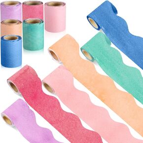 Zhanmai Borders for Bulletin Board Decoration, Colorful Scalloped Bulletin Board Border Rolls for Classroom Workplace Office School Poster Decor (Watercolor Color,98.5ft)