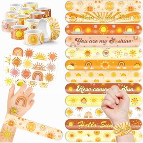 48 PCS Sun Boho Party Set-24 PCS Tattoos و 24 PCS أساور صفعة-هدايا لطيفة ذات طابع أشعة الشمس للأطفال والفتيات والفتيان-مثالية لأعياد الميلاد ، استحمام الأطفال ، مكافآت الفصول الدراسية