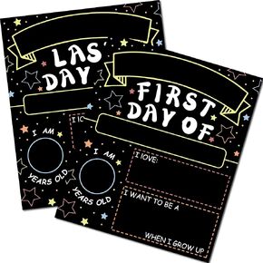 Ohome 2 Pack First and Last Day of School Sign Board - تعود إلى جانب المزدوج إلى ديكورات المدرسة | ديكور الفصول الدراسية لمرحلة ما قبل المدرسة - لوازم المعلمين لليوم الأول من رياض الأطفال - يجب أن يكون الفصل الدراسي