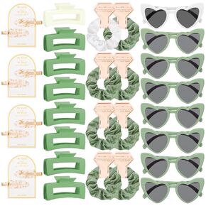 32 PCS Bridesmaid Proposal Gifts Include Bridesmaid Hair Claws Bridesmaid Scrunchies Sunglasses No Crease Hair Clips Bridal Gifts Wedding Favor for Women Girls(Pink)