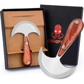 Professional Leather Knife Set Cutting & Skiving Knives with Wooden Handle, Round Head Design Essential Tools for Leatherworking and DIY Leathercraft (S)