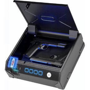 Biometric Gun Safe with Finger Vein Recognition Lock - Quick-Access Pistol Safe Box for 2 Guns & Ammo - FCC & CA DOJ Certified