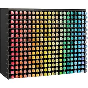 SANFURNEY Art Marker Storage Rack for 300 Markers, Watercolour Brushes Pens Color Pencils Organizer Holder for Desk - Black