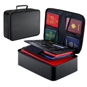GIANTLUMl 5200°F Document Organizer with Lock,Upgraded Heat Insulated Fireproof＆Waterproof Box 8 Layers File Organizer,Portable Home Travel Safe Storage for Important Documents, fireproof bag,safe box