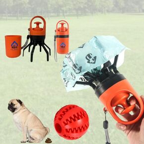 R&M HOME Portable Dog Poop Scooper, for Dogs with Waste Bag Dispenser, Perfect for Outdoor Walking, Small Yard & Puppy Poop Pickup, Travel-Friendly, Includes Ball for Dogs, Portable Pet Supplies.