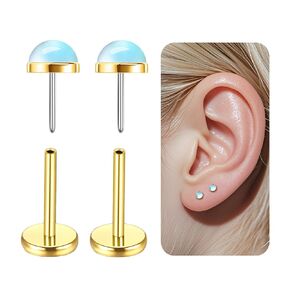 G23 Titanium threadless arics back arcors studs 14 k gold gold gold push in arcs stud arrings hypoallergenic turquoise sple