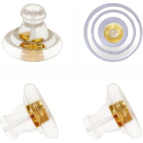 20pcs 18K الذهب السيليكون القرط البديل بدائل ، قفل ظهور القرط الآمن للأزرار/الأذنين droopy ، بدون إشراف hedoallergenice soft ropen arping esper esper for adult (الذهب)