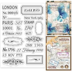 GLOBLELAND Retro Floral Background Clear Stamps Baroque Pattern Silicone Clear Stamp Seals Butterfly Dragonfly Transparent Stamps for DIY Scrapbooking Cards Making Photo Album Journal