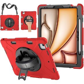 TNP Protective Case for iPad Air 13 Inch M2 6th 2024 & iPad Pro 12.9" 6th/5th/4th/3rd Gen (2022 2021 2020 2018) - Shockproof Cover w/Pencil Holder, Handle, Adjustable Stand & Shoulder Strap, Pink in Kuwait