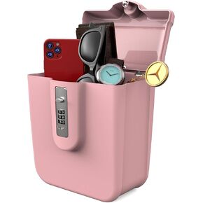 مربع قفل محمول مع شاطئ العطلات الأساسية 2025 ، Small Pink Safe for Travel و College Dorm و Collection Lockbox للنقد والمسدس والطب والهاتف ومربع شاطئ شخصي آمن