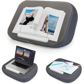 Elitehood Beal Bag Bag Desk Lapp Lap ، Soft Cushion Stand للكتاب ، الكمبيوتر المحمول ، الكمبيوتر اللوحي ، حامل وسادة للكتاب للقراءة في السرير ، مكتب اللفة المثالي للعمل ، الكتابة والاسترخاء على السرير ، الأريكة ، كرسي ، رمادي