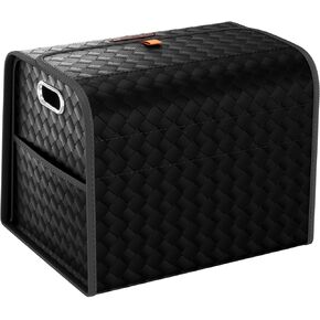 GMQ Car Storage Organizer, Leather Trunk Organizer with Collapsible Storage, Large Capacity for SUV, Truck, MPV (Black, M)
