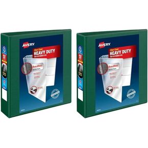Avery Heavy-Duty View 3 Ring Binder ، 2 "حلقات EZD واحدة ، رابط أخضر واحد (79683) (حزمة 2)