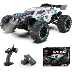 Scientoy 1/14 RC Cars Fast 60 KPH, 4WD All Terrain RC Truck with 60 Mins Runtime, High Speed Off Road Remote Control Car with 2S 2000 mAh Rechargeable Batteries, RC Cars for Adults and Boys Gift