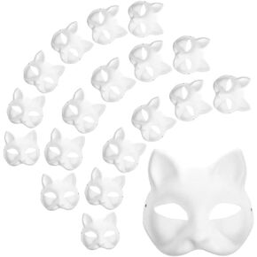 30Pcs Therian Cat Masks to Paint - White Blank Cat Masks for Halloween & Holidays