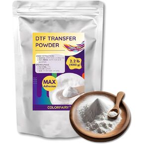 مسحوق نقل ColorFairy DTF ، 1000 جم (35.3 أوقية) أبيض عالي الرون البوند الساخن لاصق لطابعات DTF و DTG-مسحوق المعالجة المثالية للتسامي على جميع الأقمشة: القطن ، الجينز ، القمصان