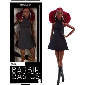 Barbie Basics Model 03 Collector Doll مع شعر مجعد أحمر ، فستان صغير أسود وأحذية ، أزياء شاملة ، جسم طويل القابل للشفاء ورأس دمية قابلة للتبديل
