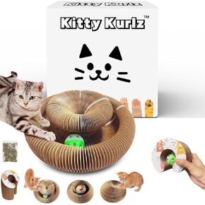 لعبة Owowpet Kitty Kurlz ™ Cat ، لعبة القطة السحرية القابلة للانعكاس على طراز Infinity Magic Magic مصنوعة من الورق المقوى المموج المعاد تدويرها.