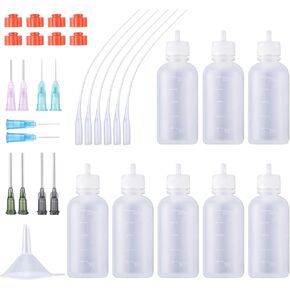 Pimoys 8 PCS Glue Appludator Bottles ، 30 مل من زجاجات الضغط الدقيقة مع نصيحة إبرة حادة 14GA 16GA 18GA 20GA لتطبيقات الغراء ، ومشروع الفنون الحرفية ومراقبة الطلاء in Kuwait