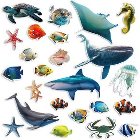Fulmoon 62 PCS Sea Life Cutouts Tropical Fish Clutouts Ocean Animal Classroom Bulletin Decorations Sharks Whales Turtles Clown Fish Ashorse Starffish Lund
