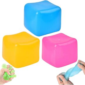 3pcs الإجهاد Cube ألعاب اسفنجي ، كرات الإجهاد المكعب البطيئة البطيئة ، ألعاب تململ الحسية لتخفيف القلق ، ألعاب كرة سفينية مملوءة بالجليد المملوء بالجليد المملوءة بالجليد (الأزرق ، الأخضر ، الوردي)